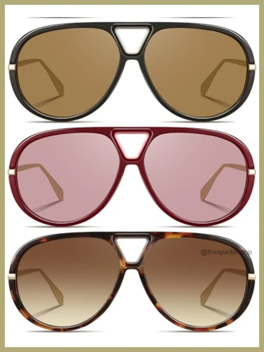 Oversized Retro Aviator Sunglasses UV400 Protection 3 Pack